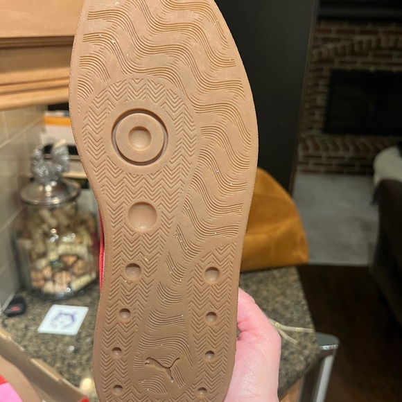 Puma Vibrant Pink Suede Shoes with Red Stripe - Picture 5 of 7